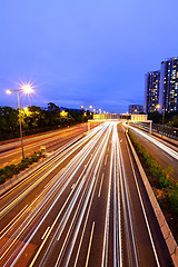 Image showing light trails in mega city highway