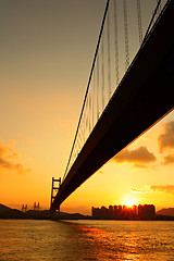 Image showing tsing ma bridge in sunset