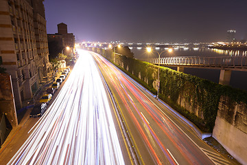 Image showing Highway traffic at night