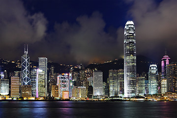 Image showing Hong Kong harbor view at night