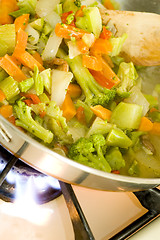 Image showing stir fried vegetables on the range