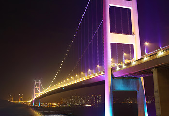 Image showing Tsing Ma Bridge at night