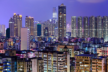 Image showing crowded building at night in Hong Kong