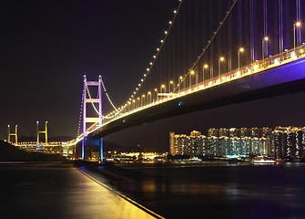 Image showing Tsing Ma Bridge at night