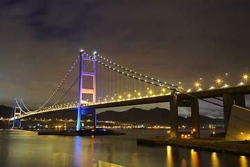 Image showing Tsing Ma Bridge at night