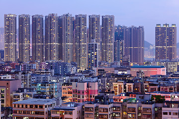 Image showing Hong Kong downtown with many building at night