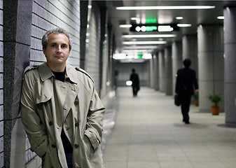 Image showing Man in subway at night