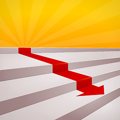 Image showing Red arrow on steps