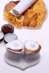 Image showing heart shaped espresso coffee cappuccino cups