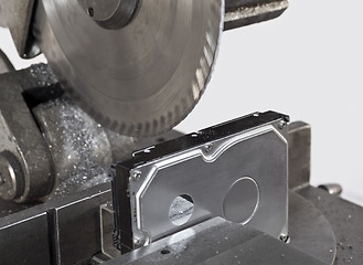 Image showing deviding ha hard drive with a circular saw