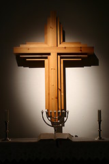 Image showing Altar with a cross