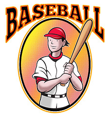 Image showing baseball player batting cartoon style