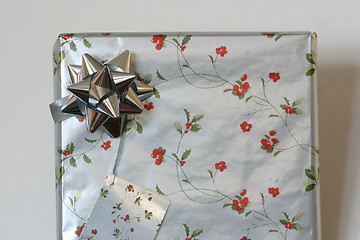 Image showing silver wrapped present