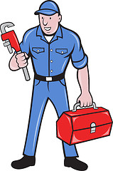 Image showing plumber repairman holding monkey wrench