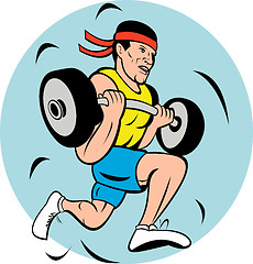 Image showing man lifting weights while running