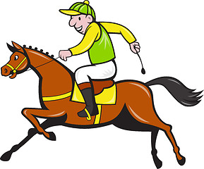 Image showing Cartoon Jockey And Horse Racing Side