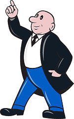 Image showing Bald Businessman Pointing Up