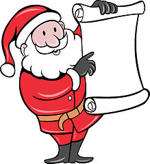 Image showing Father Christmas Santa Claus standing with paper scroll list 