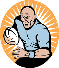 Image showing Rugby player running with ball
