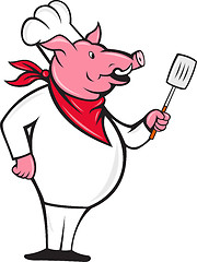 Image showing Wild Pig Hog Chef With Spatula Cartoon