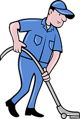 Image showing Male worker cleaning with vacuum cleaner