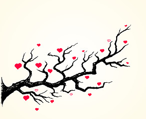 Image showing Cherry Blossom and Hearts Illustration