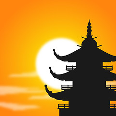 Image showing Asian Pagoda Silhouette at Dusk