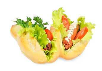 Image showing Two tasty and delicious hotdog