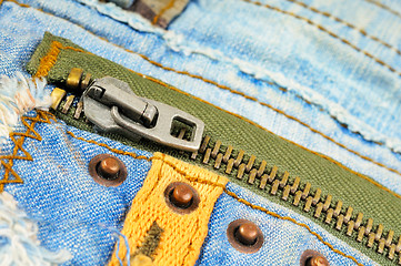 Image showing Zipper on the pocket of jeans