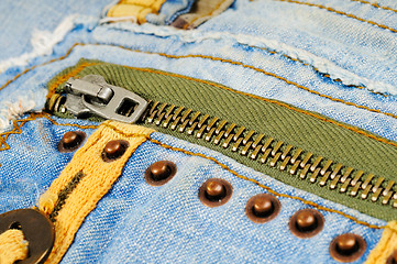 Image showing Zipper on the pocket of jeans