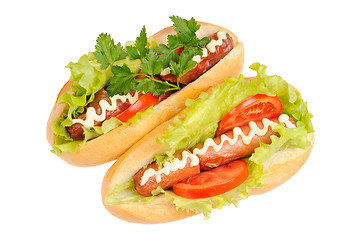 Image showing Two tasty and delicious hotdog