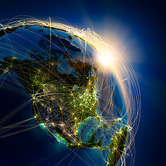 Image showing Main air routes in North America