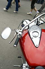 Image showing Choper shiny motorcycle speedometer red fuel tank 