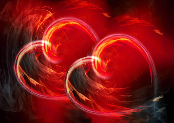 Image showing Two burning hearts