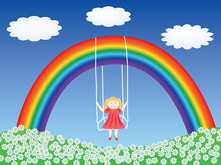 Image showing girl in a swing