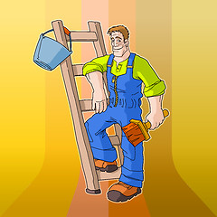 Image showing Painter on Retro Background