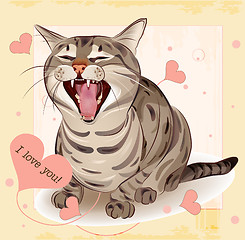 Image showing Cat in love. Greeting card