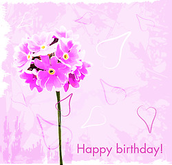 Image showing happy birthday card with pink flowers