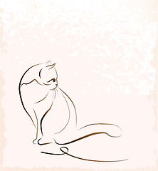 Image showing outline illustration of sitting cat