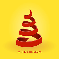 Image showing Red Christmas Tree on Gold Background 