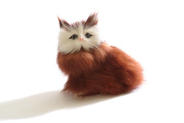 Image showing Cute fluffy toy kitten isolated 