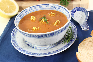 Image showing Asian fresh Lobster Bisque