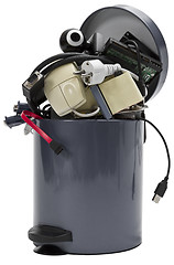 Image showing trashcan with electronic waste