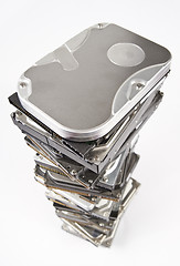 Image showing stack of hard drives with copy space on top