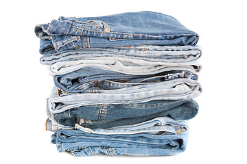 Image showing Stack of Blue Jeans