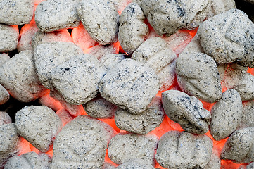 Image showing flaming barbecue charcoal