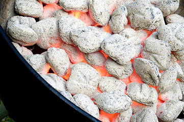 Image showing flaming barbecue charcoal