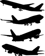 Image showing airplane silhouette set