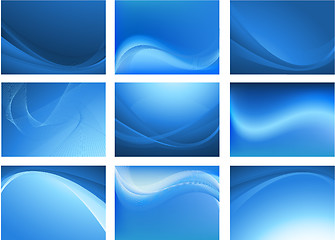 Image showing Blue abstract waving background