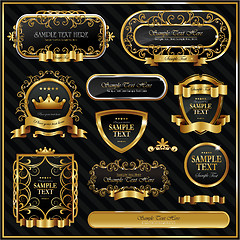 Image showing Decorative ornate gold frame label